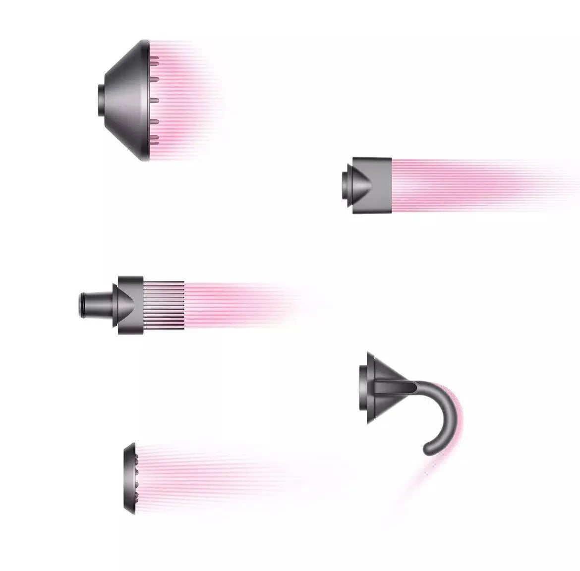 Marbendi Pink and Grey Supersonic Hair Dryer with Attachments
