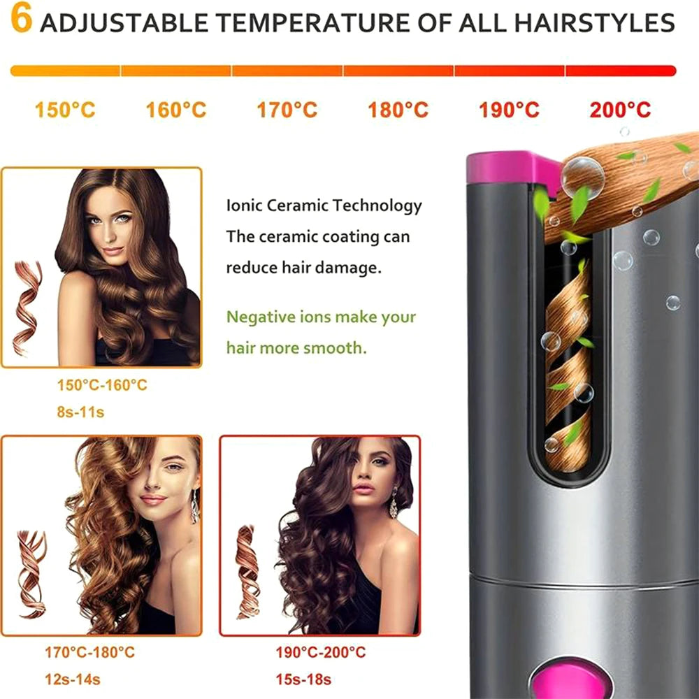Marbendi Wireless Automatic Curling Iron for Effortless Waves