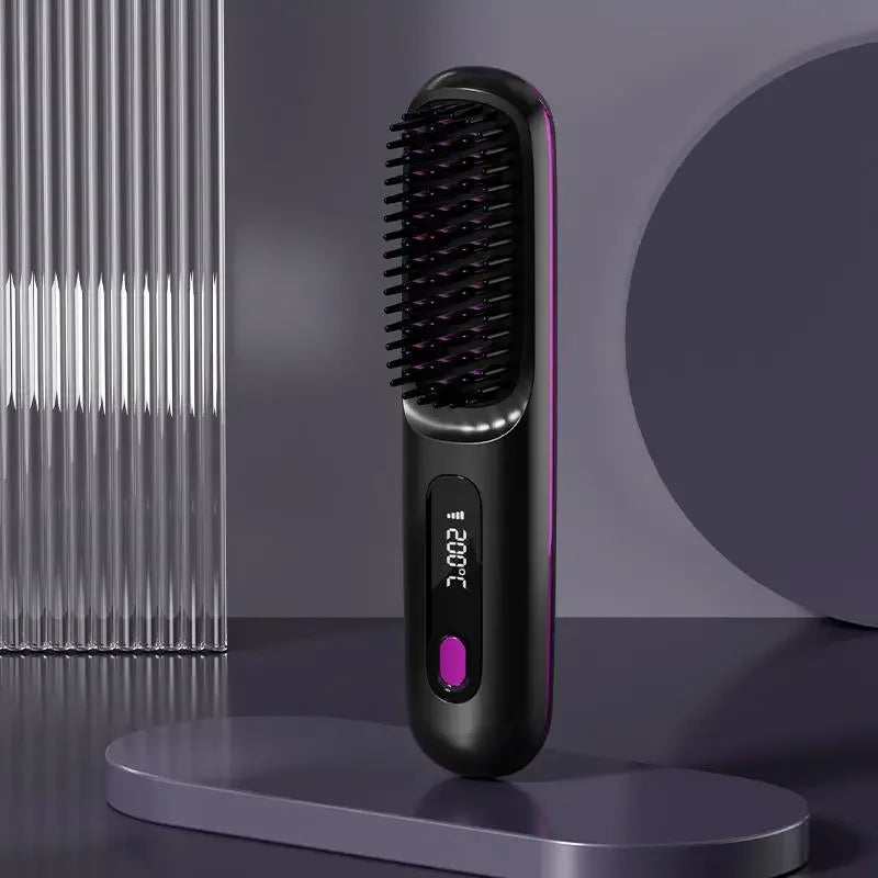 Wireless Ceramic Hair Straightener Brush