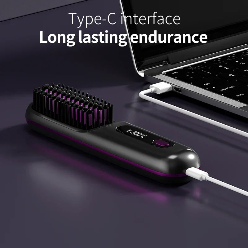 Wireless Ceramic Hair Straightener Brush