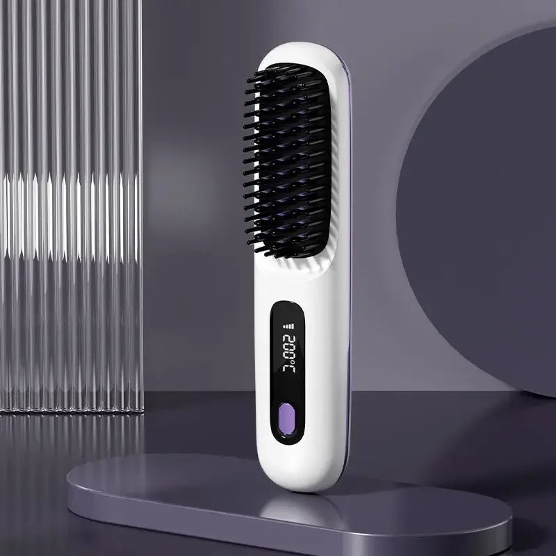 Wireless Ceramic Hair Straightener Brush